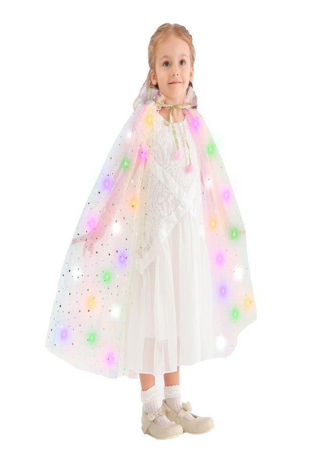 HSCTEK Light Up Princess Cape, Rainbow Princess Dress up Tulle Cape, Coloful Princess Outfit Costume Accessories Kids Toddlers Girls - Image 4